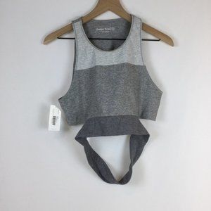 Outdoor Voices tri-tone grey slashback crop top M
